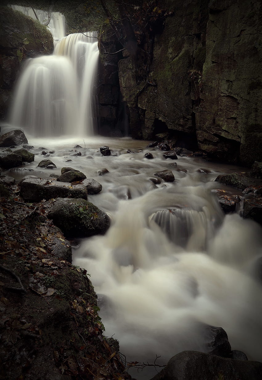 Nature, Stones, Waterfall, Flow, Stream, Lumps, Blocks HD phone wallpaper