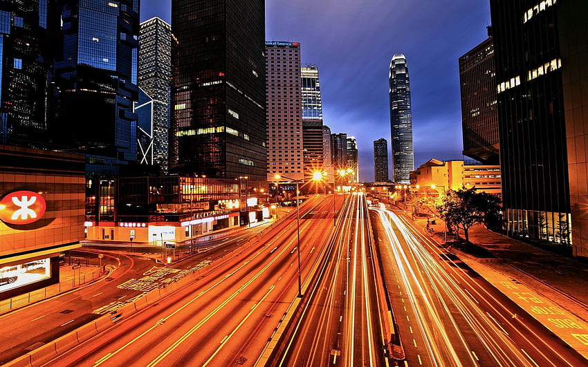 Kota, Kota, Lampu, Bersinar, Cahaya, Jalan, Hong Kong, Hong Kong S.a.r, Kutipan Wallpaper HD