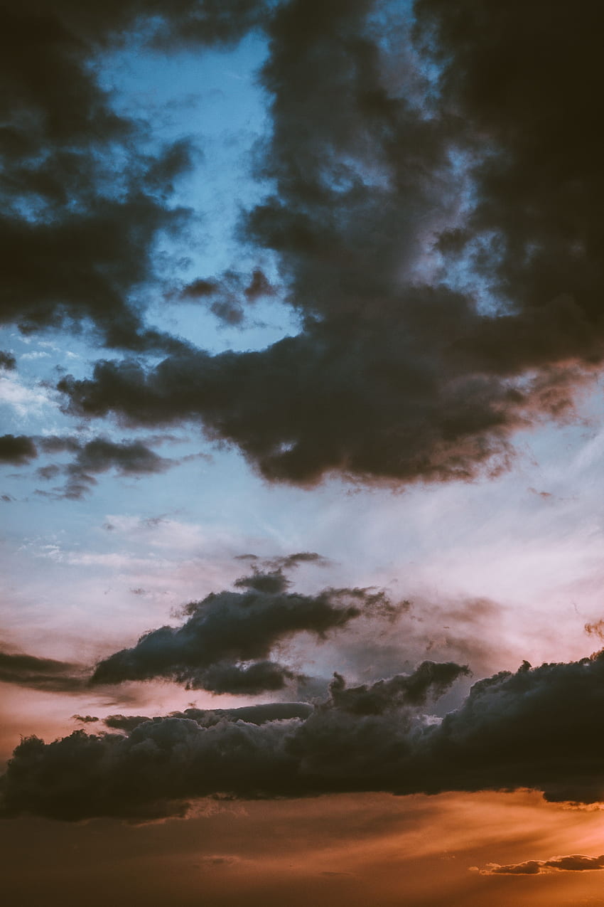 Natura, tramonto, cielo, nuvole, prevalentemente nuvoloso, coperto Sfondo del telefono HD