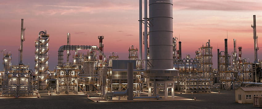 3D CAD Animation. Petrochemical Plant HD wallpaper