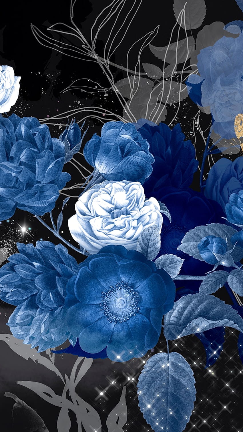 Download Blue Flowers In The Dark Wallpaper  Wallpaperscom