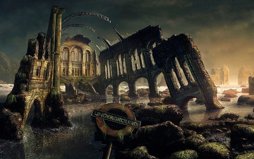 Water, Fantasy, Lock, Ruin, Ruins HD wallpaper