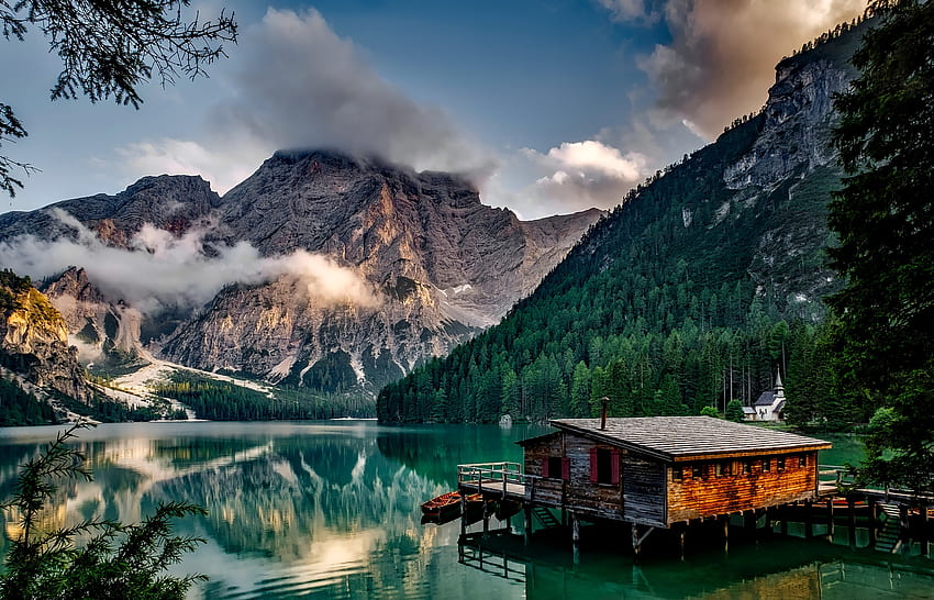 Doğa, Dağlar, İtalya, Göl, Yapı, Dağ Manzarası HD duvar kağıdı