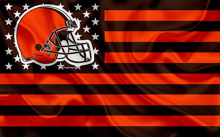 Cleveland Browns, American football team, creative American flag, orange  brown flag, NFL, Cleveland, Ohio, USA, logo,