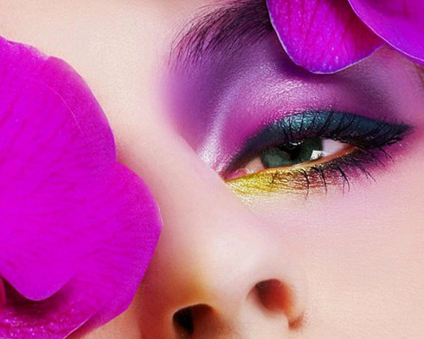 アイメイク、紫、目、メイクアップ、女性 高画質の壁紙