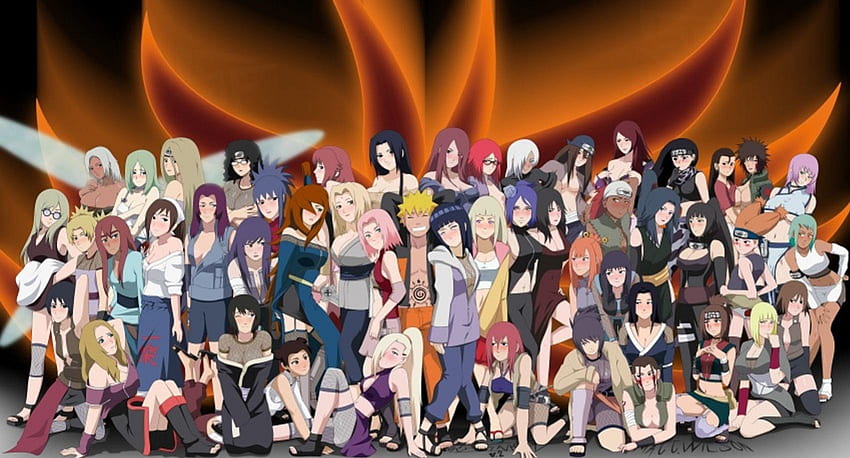 Naruto with kunoichis, females, naruto shippuden, uzumaki naruto, characters, anime girls, naruto shippuuden, anime, group, naruto, girls, naruto uzumaki, kunoichi HD wallpaper