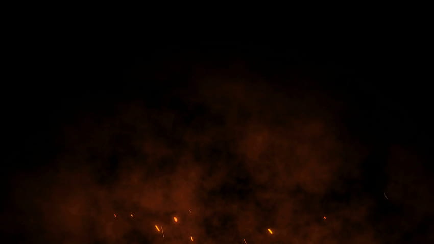 Горящи червени горещи искри се издигат от голям огън в нощното небе. Красив абстрактен фон на тема огън, светлина и живот. Огнено оранжеви светещи летящи частици върху черен фон в HD тапет