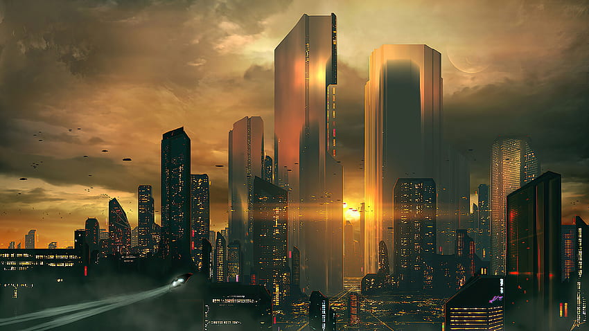 Silhouettes Of Future City , Artist, , , Background, and , Future City HD wallpaper