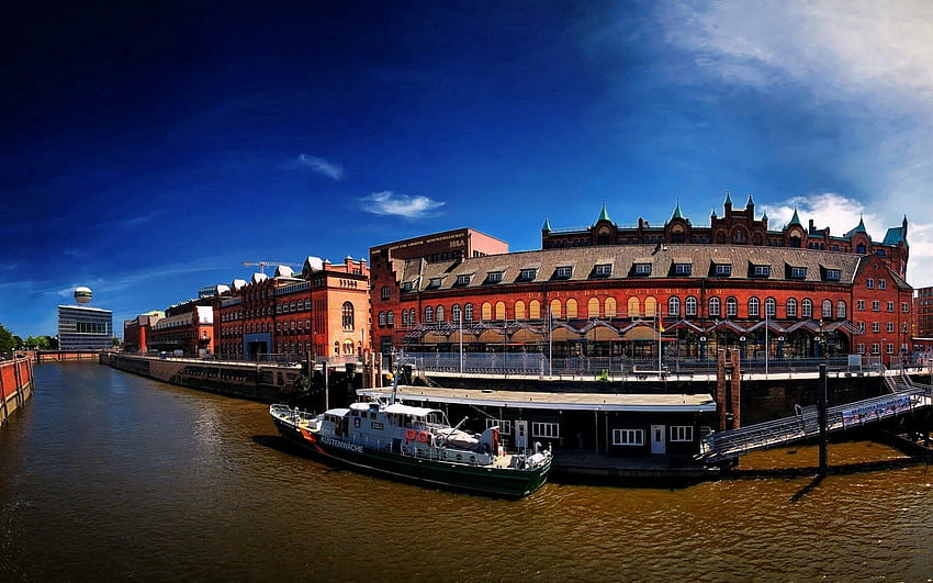 Cities, Rivers, Sky, City, Germany, Embankment, Quay, Hamburg, Rhine HD wallpaper