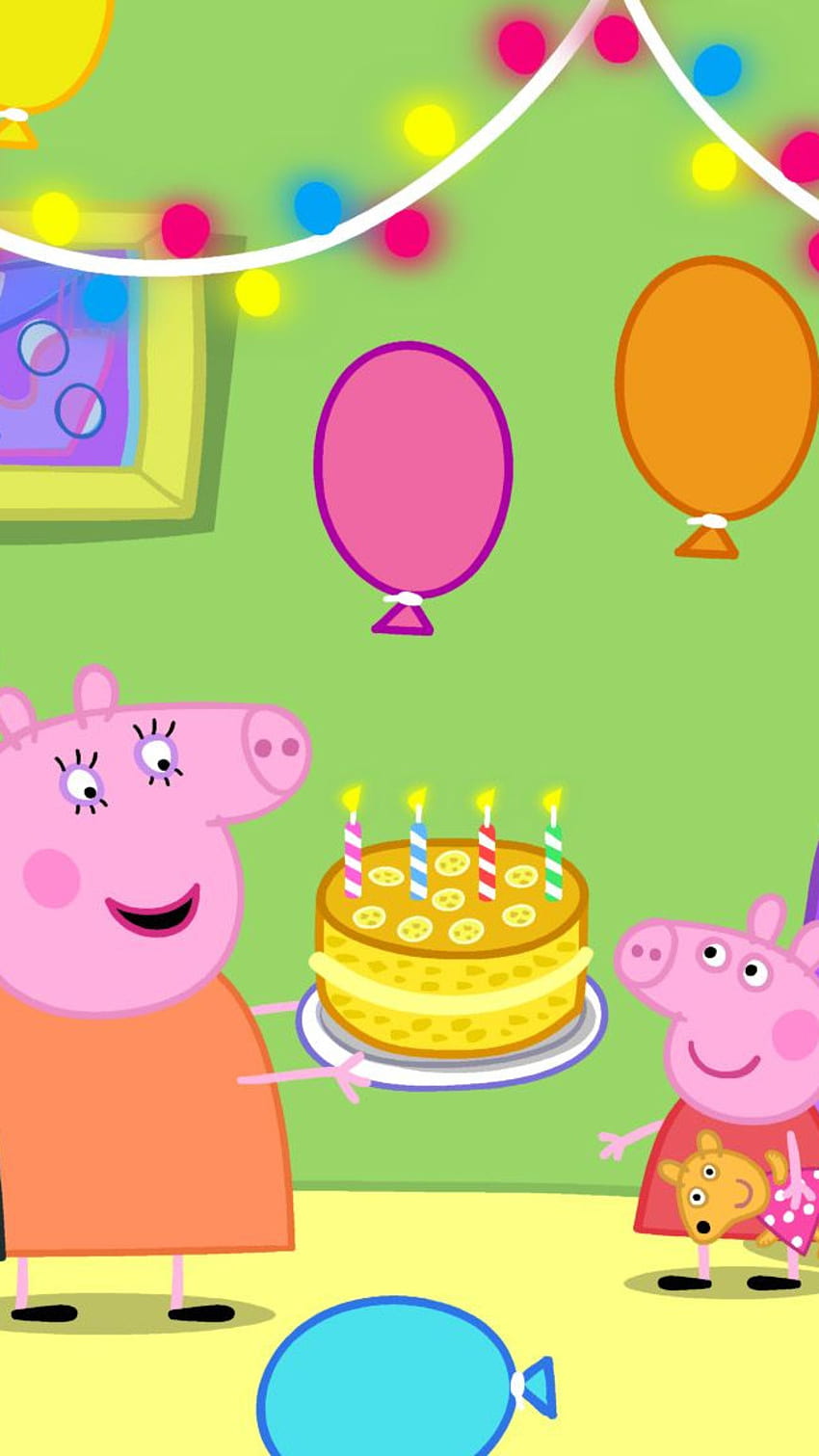 Urodziny Peppy, świnka peppa, kreskówka Tapeta na telefon HD