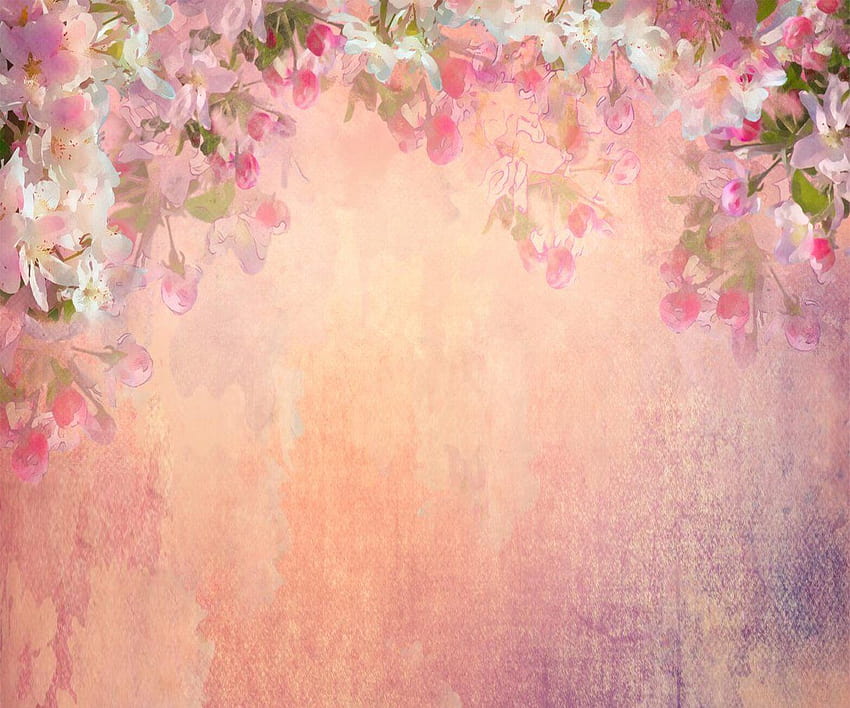 Spring cherry blossom vintage pink Sakura flowers canvas floral HD wallpaper