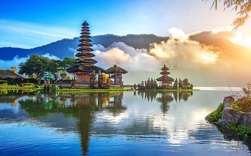 Храм в Бали, Бали, Индонезия, вода, храм HD тапет