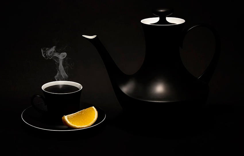 lemon, kettle, Cup, Black tea for , section стиль - HD wallpaper