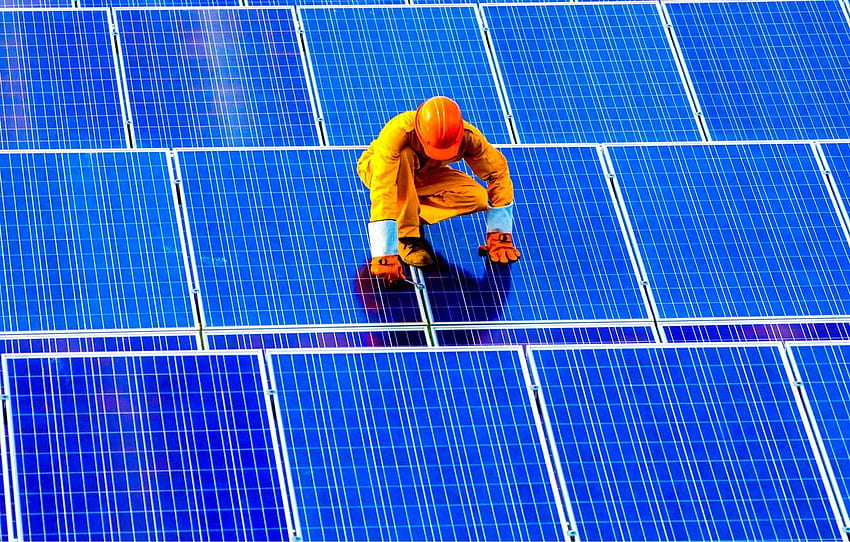 Trabalhador, Painéis Solares, Energia Solar Para, Seção Hi Tech papel de parede HD