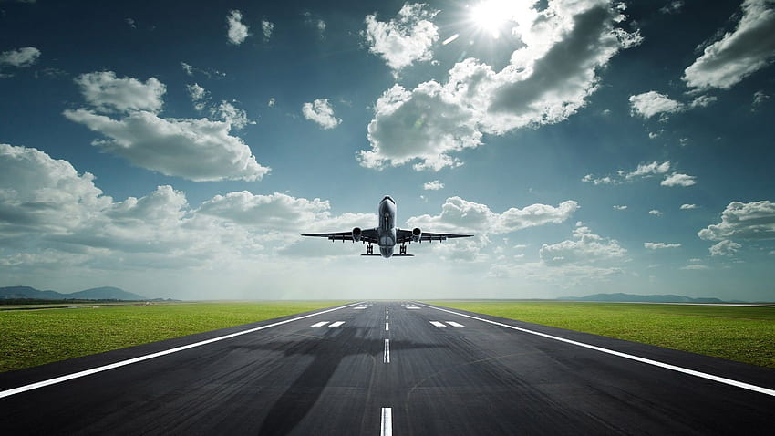 облаци, самолет, писта, авиация, Airbus A330 HD тапет