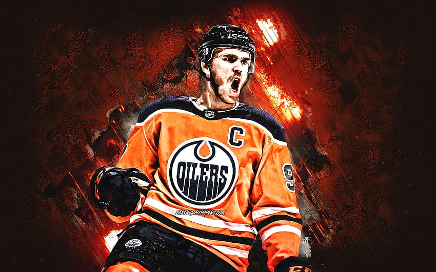 Connor McDavid, Edmonton Oilers, NHL, Canadian hockey player, portrait, stone background, hockey, USA for with resolution . High Quality HD wallpaper