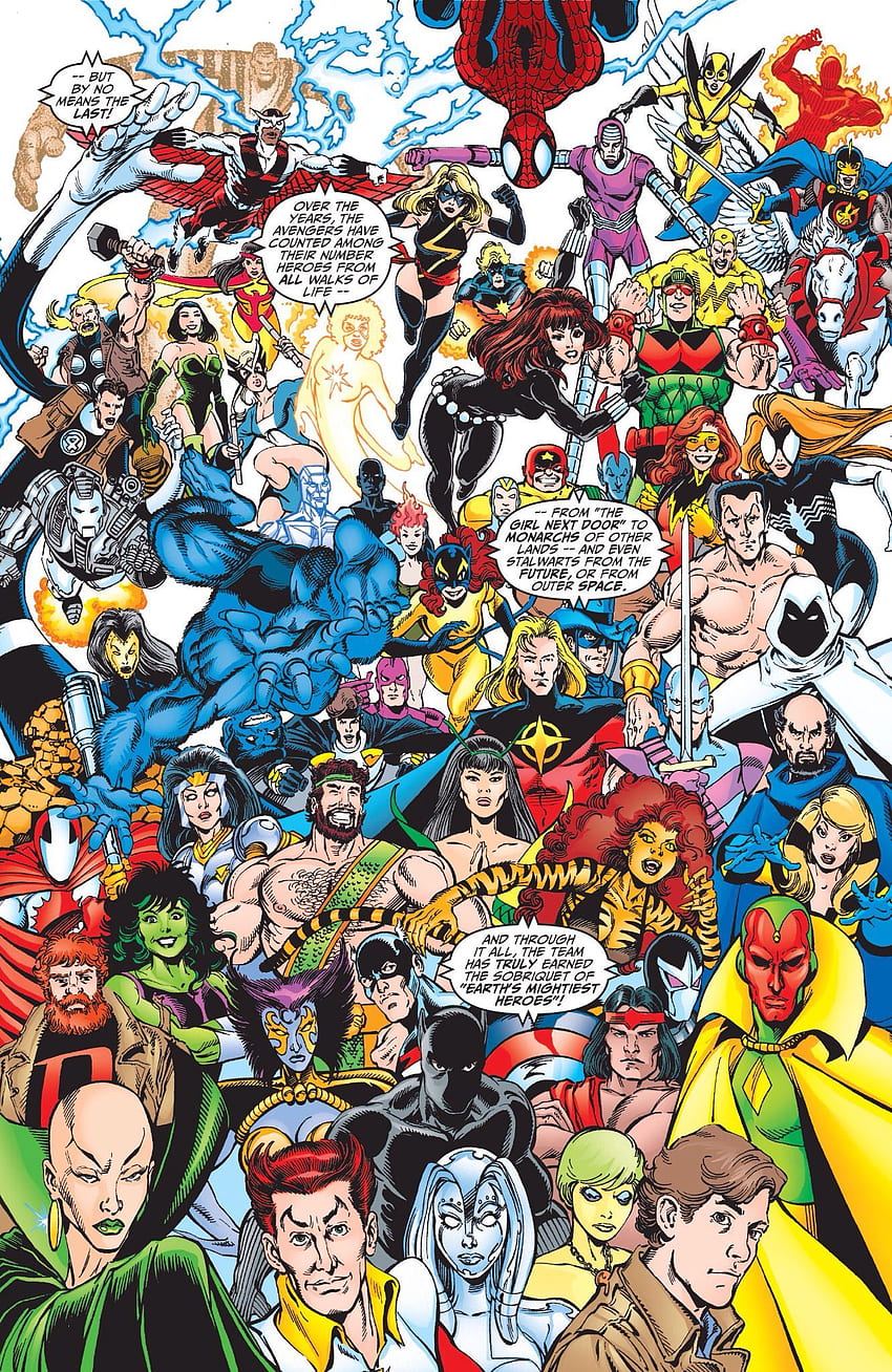 The Avengers - George Perez. The man does better the more figures you throw at him on a page. Avengers , Comics, Alice in wonderland HD phone wallpaper