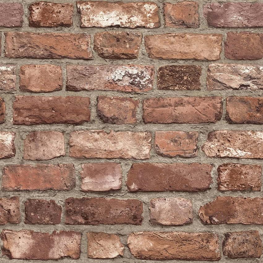 Grandeco Vintage House Brick Pattern Faux Effect Textured A28901 - Rosso. Voglio, mattone marrone Sfondo del telefono HD