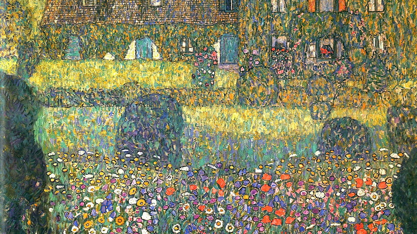 Painting of Gustav Klimt - Backyard and HD wallpaper
