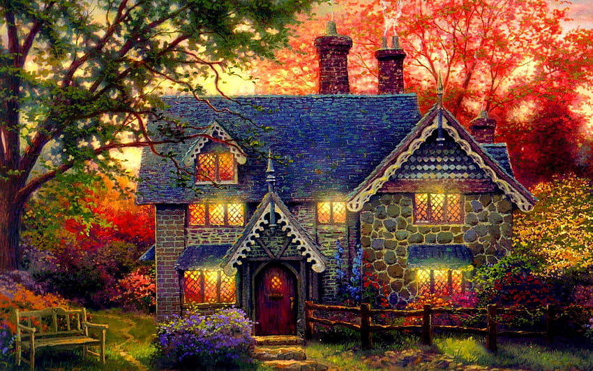 Cottages . Fairy Tale Cottages , Vacation Cottages Background and Enchanted Forest Cottages, Summer Cottage HD wallpaper