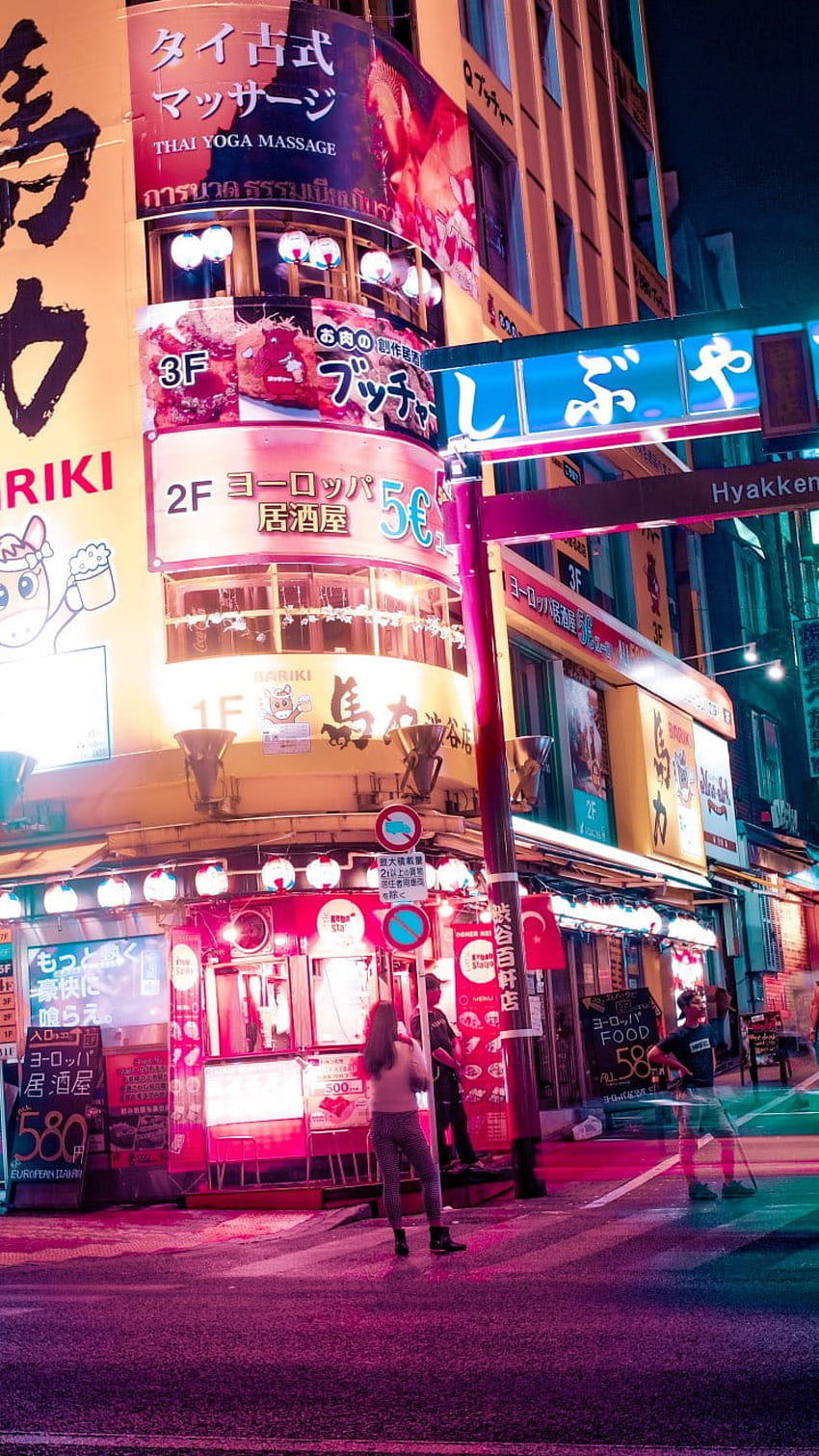 Japonia, Tokio, noc, miejski, światła, neon, ulica • For You For & Mobile, Różowe Tokio Tapeta na telefon HD
