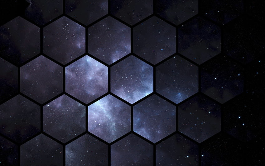 hexagons, space, patterns ultra, Hexagon Tech HD wallpaper