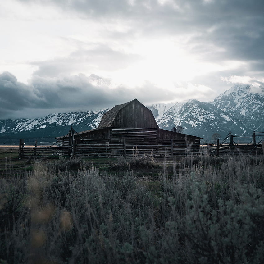building, mountains, farm, wooden, Old HD phone wallpaper
