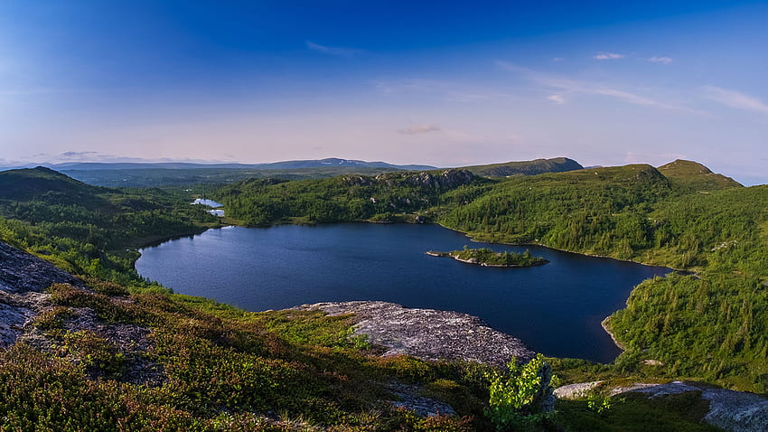 Sweden Hotagen Nature Hill Lake Scenery, Sweden Landscape HD wallpaper