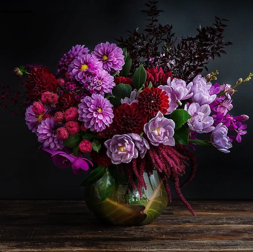 Still life with Asters, Asters, Flowers, Vase, Bouquet HD wallpaper