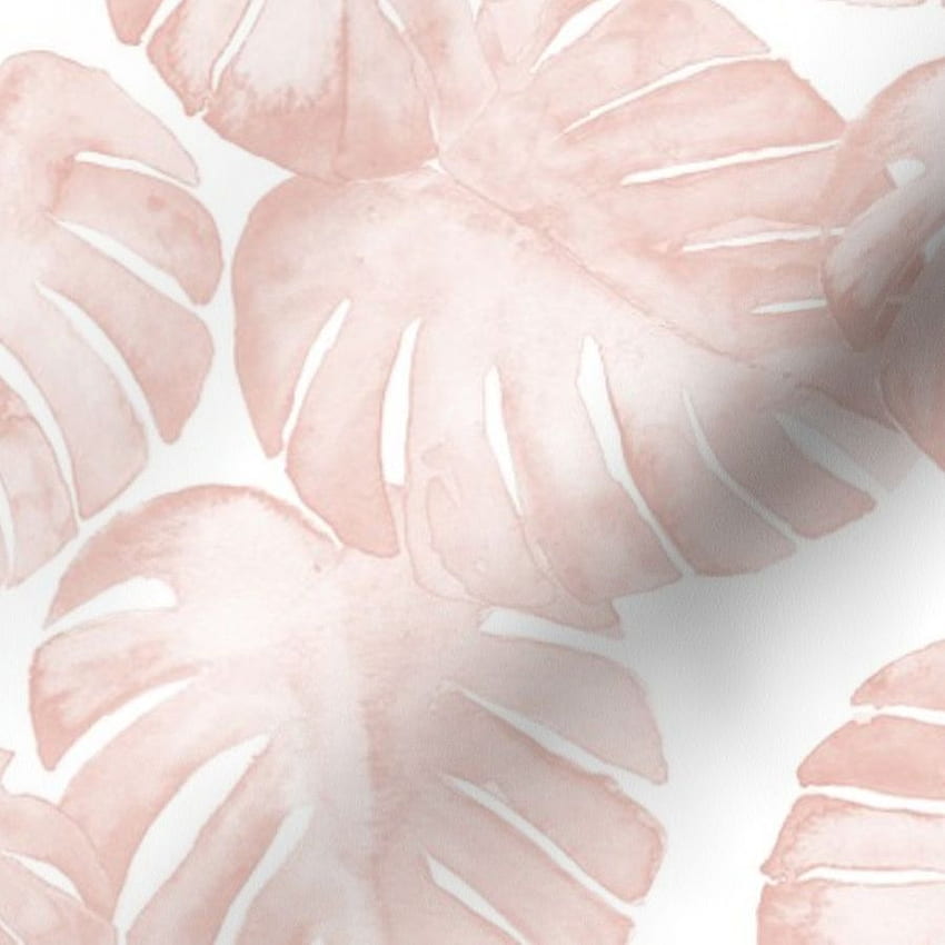Tessuti colorati stampati in digitale da Spoonflower - foglia di monstera acquerello - rosa cipria. Foglia di Monstera, rosa polveroso, Monstera Sfondo del telefono HD