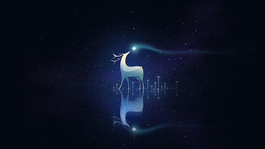 Deer, Magic, Stars, Surreal, Dark Background, Reflection, , Black Dark,. For IPhone, Android, Mobile And HD wallpaper