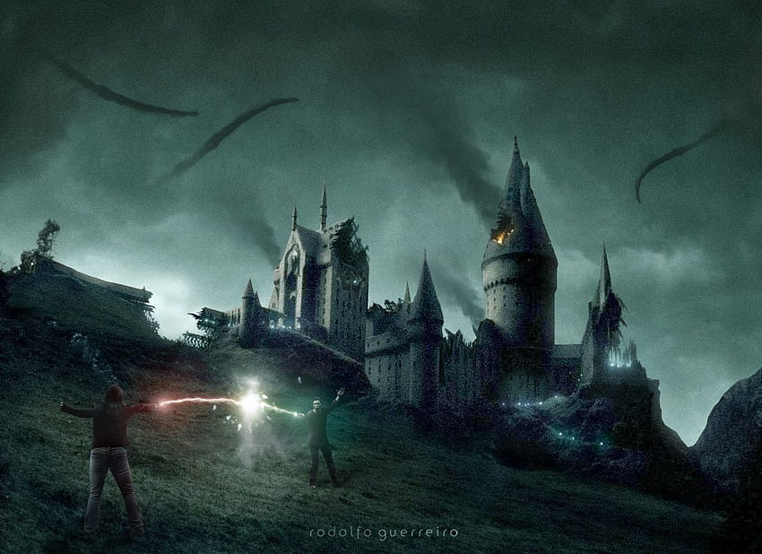 Harry-Potter-Konzeptkunst, Schlacht von Hogwarts. Harry Potter HD-Hintergrundbild