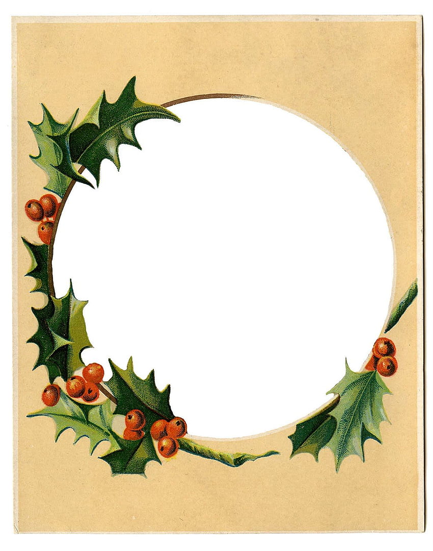 Vintage Christmas Clip Art - Winter Scene + Holly Frame, Vintage Winter Scenes HD phone wallpaper