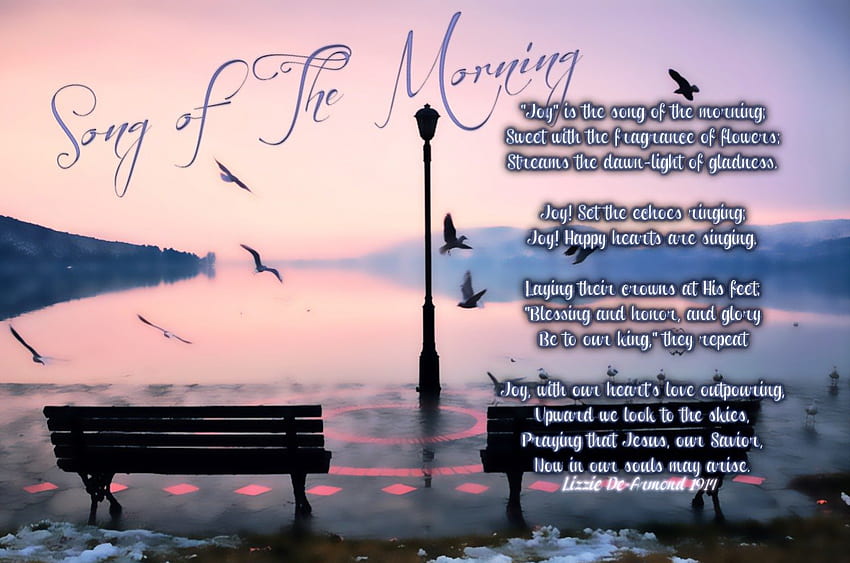 Chanson du matin, dieu, banc, oiseaux, matin, chanson, jésus, esprit saint, paisible, beau, bible, bancs, écritures, versets bibliques, soleil Fond d'écran HD