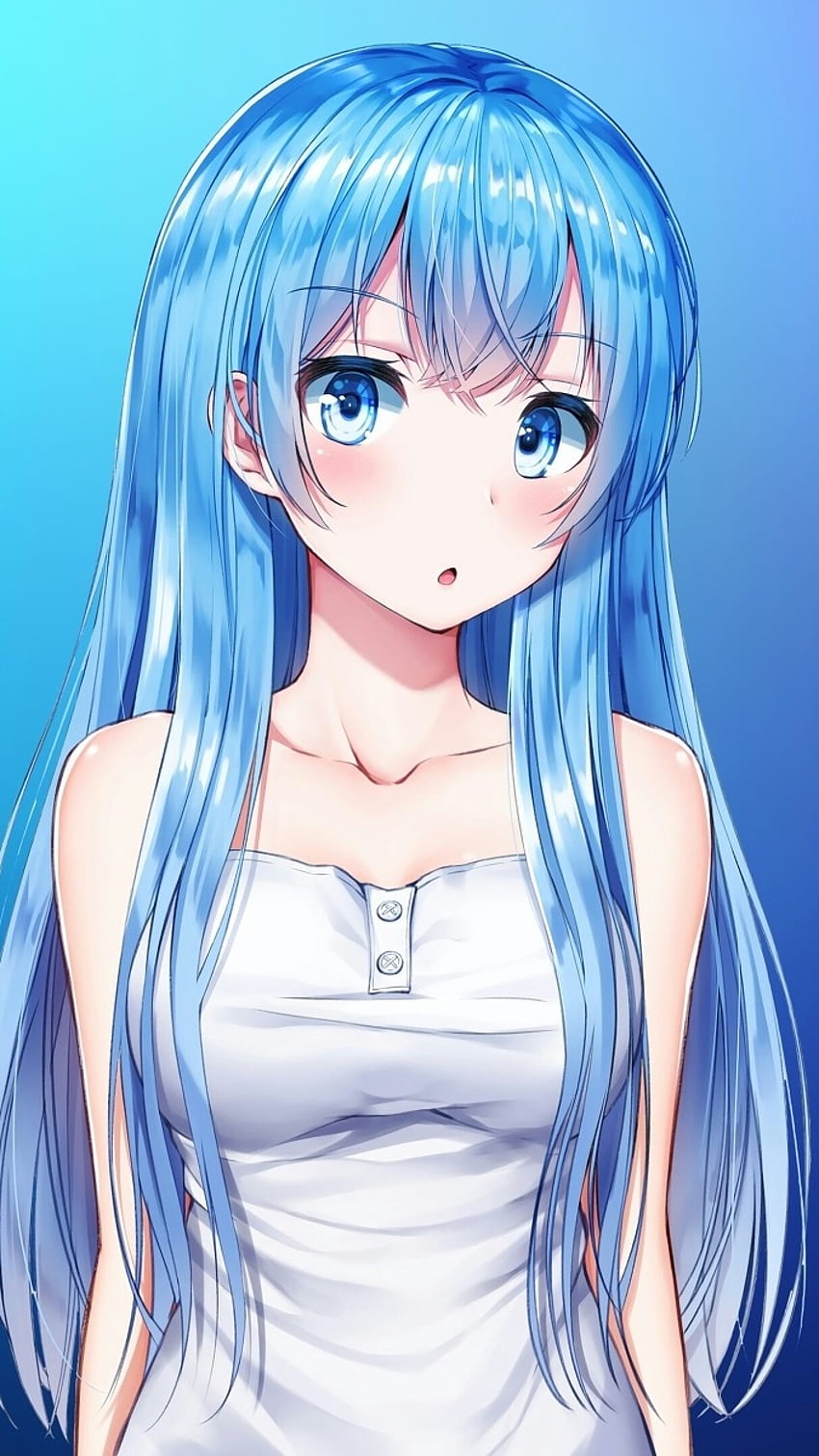 Free Download Cute Blue Blue Hair Girl Cartoon Hd Phone Wallpaper Pxfuel
