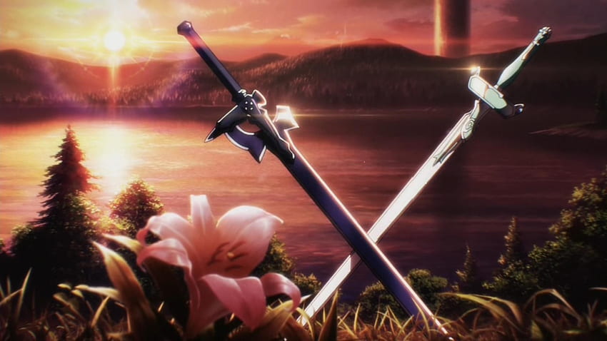 Affiche graphique de deux épées, Sword Art Online, Sword Art Online 2 : Aincrad Fond d'écran HD
