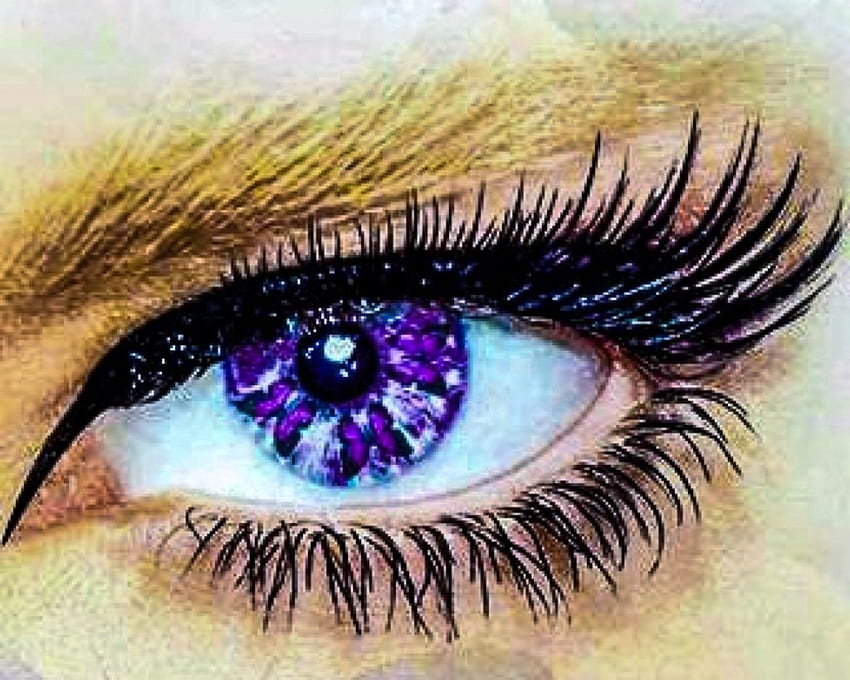 I see butterflies, eyes, butterflies, eyeliner, Purple HD wallpaper