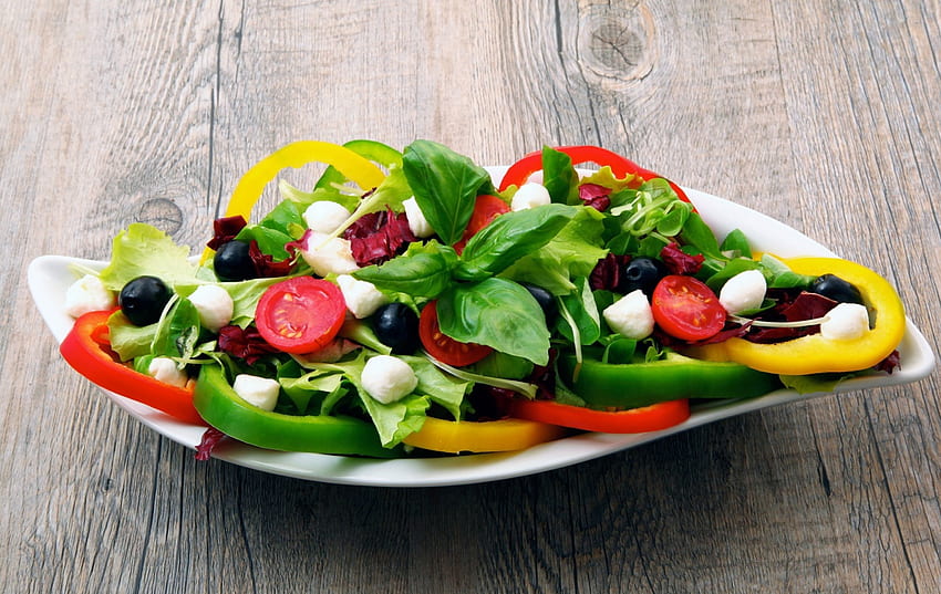 *** A plate of salad ***, colorful, plate, vegetables, fresh, food, salad HD wallpaper