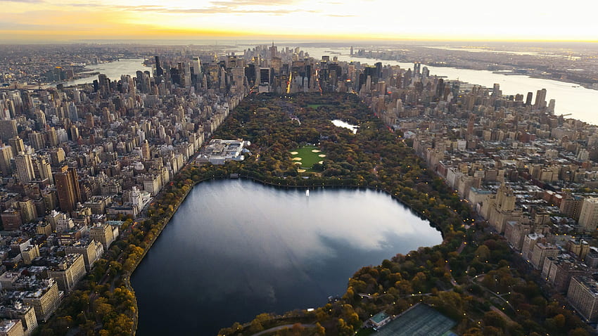 พื้นหลัง Central Park New York City Lake ตึกระฟ้า วอลล์เปเปอร์ HD