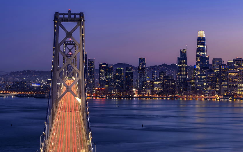 San Francisco, sera, Salesforce Tower, 181 Fremont Street, grattacieli, panorama di San Francisco, paesaggio urbano di San Francisco, California, USA Sfondo HD