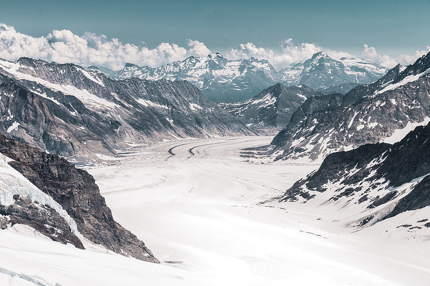 Alam, Pegunungan, Salju, Puncak, Puncak, Swiss, Gletser, Gletser Aletsch, Gletser Alech Wallpaper HD