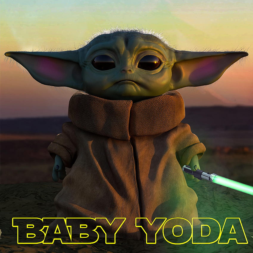 Baby Yoda with a lightsaber. [2048Ã 2048] : HD phone wallpaper | Pxfuel