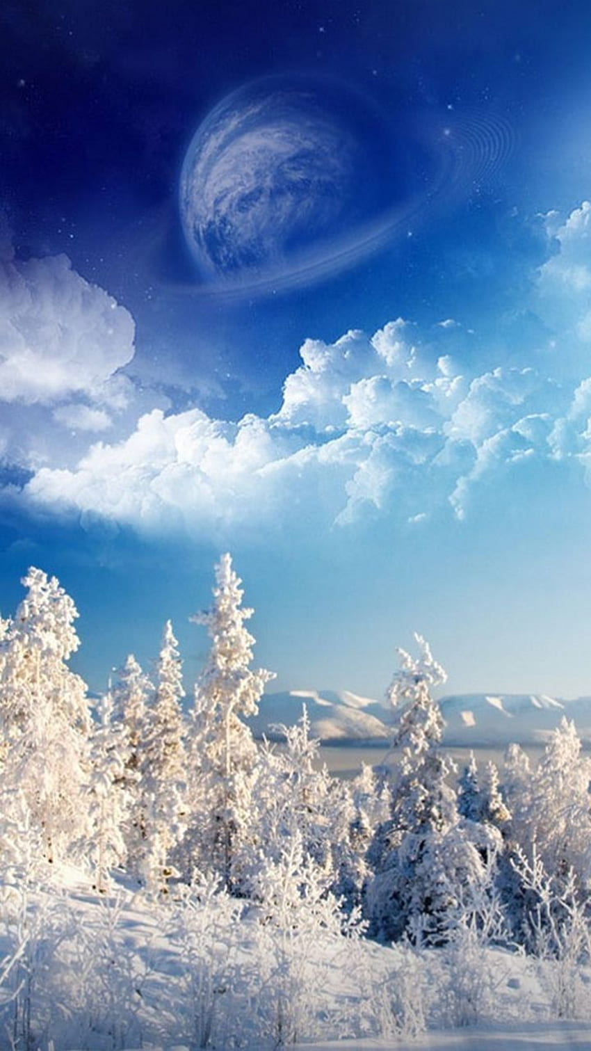 Bosque Invierno Árboles Azul Naturaleza Nuevo para Samsung, Forest Galaxy fondo de pantalla del teléfono