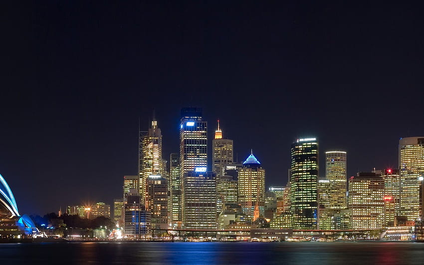 Paysage urbain de nuit. Sydney la nuit, ligne d'horizon, paysages urbains Fond d'écran HD