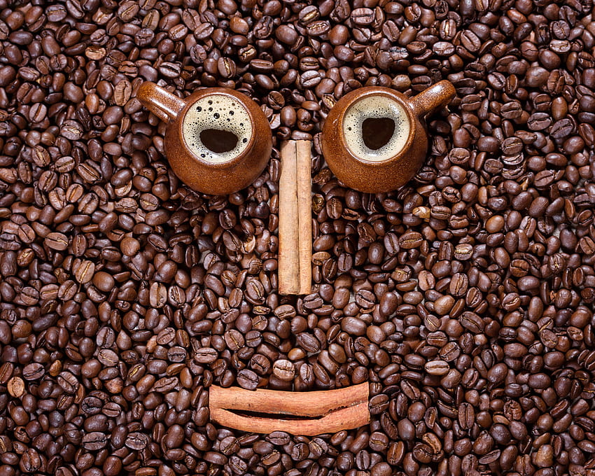 Diseño de comida de dos tazas de canela de grano de café, 6000 X 4800 increíble fondo de pantalla