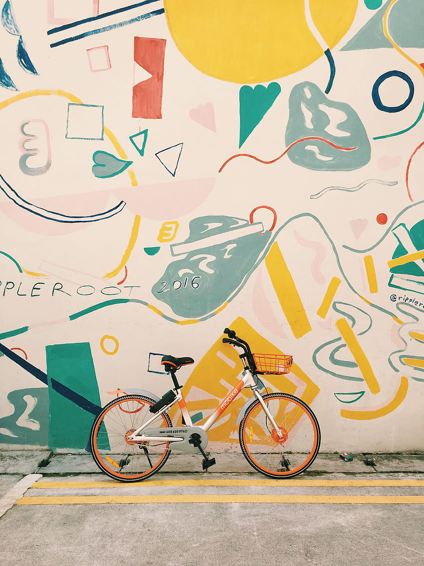 Art, , , Wall, Graffiti, Bicycle HD phone wallpaper