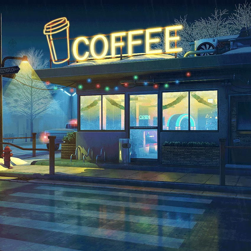 LoFi Late Night Coffee Shop [3840x2160]. Full credits to u/ remsbk