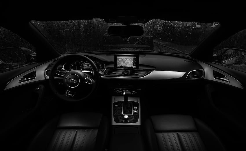 Lluvia, Audi, Automóviles, Bw, Chb, Volante, Timón, Interior del vehículo fondo de pantalla