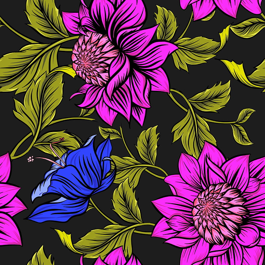 Blumen, Blätter, Muster, hell, mehrfarbig, bunt, Blütenblätter, Textur, Texturen HD-Handy-Hintergrundbild