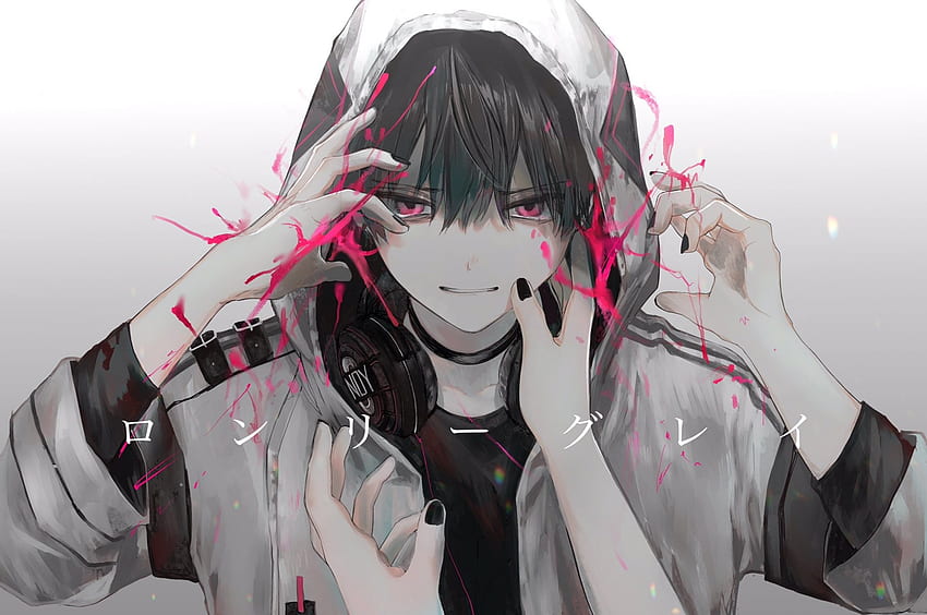 Cool Anime Boy, sudadera con capucha, auriculares, manos para Chromebook Pixel, Heads Anime Boy fondo de pantalla
